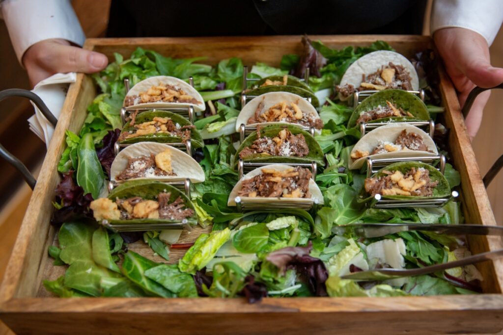 tacos on a serving table
